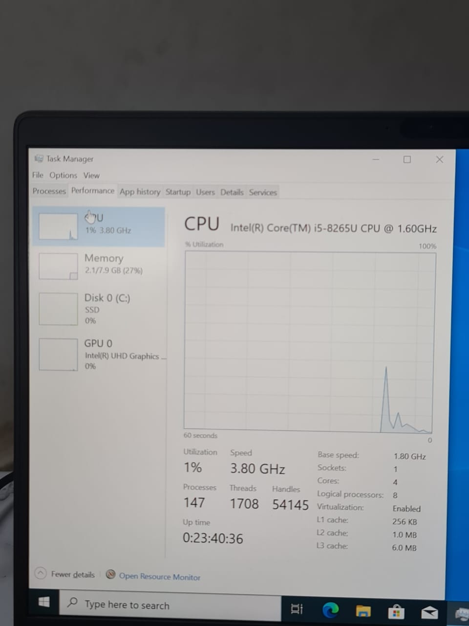 Dell Latitude 7400 Intel Core I5-8265U 8GB Ram 256GB SSD Intel UHD Graphics 620 14″ Inch FHD - 6