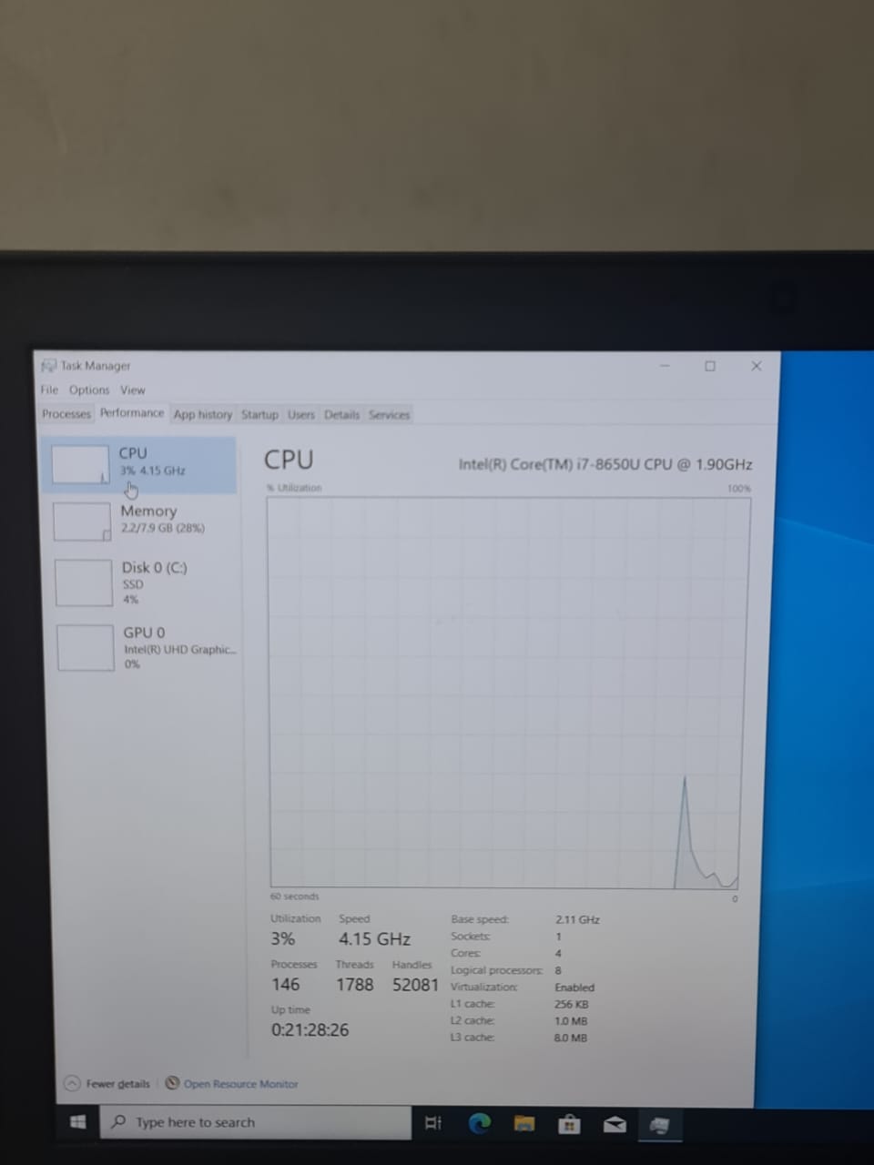 Dell Latitude E5590 Corei7 – 8650U – 8G Ram – 256G SSD – screen 15.6