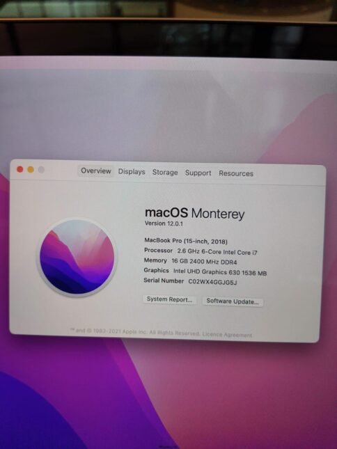 ⁦Apple macbook Pro 2018 . Processor core i7  Ram 16  Hard 512 giga m2⁩ - الصورة ⁦7⁩